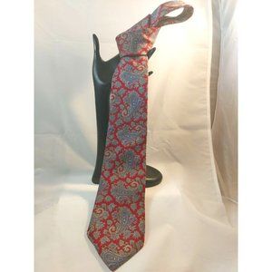 Vintage Paisley CHRISTIAN DIOR CRAVATE Neck Tie 100% Silk Red Blue